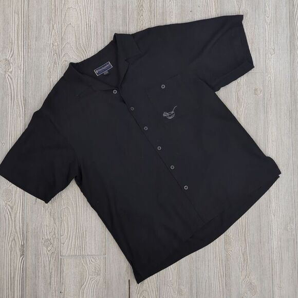 Weekender Casual Lifestyle Men's Size Large Black Hawaiian Button Down Shirt - Picture 1 of 8